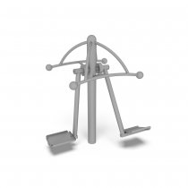 Air Skier träningsredskap för utegym i grå färg med fotplattor och stabil mittpelare.