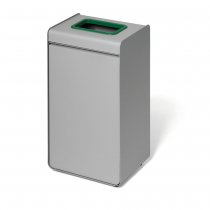 Återvinningskärl 55 liter för glas i pulverlackerad metall med grön inkastram