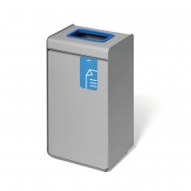 Återvinningskärl 55 liter för papper med blå öppning och tydlig papperssymbol