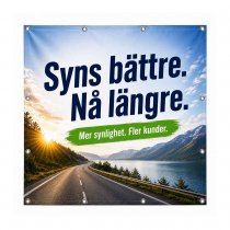 Kvadratisk Banderoll 2 x 2 meter med tryck och öljetter