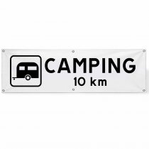 Färdig campingskylt på banderoll 5x1,3 meter