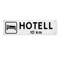 Banderoll hotell 4x1,1 meter - vägvisningsskylt med avstånd