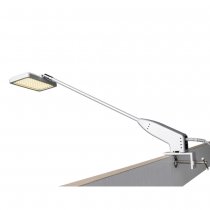 Belysning i silver monterad med klämfäste på mässdisk