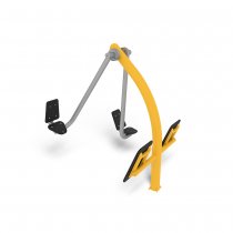 Benpress för utomhusbruk i gul och grå färg – träningsredskap för ben och rumpa