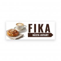 Billig banderoll design fika med öljetter 3000x1100 mm