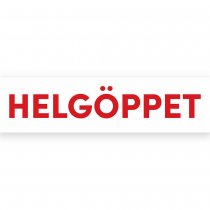 Billig banderoll vepa design HELGÖPPET med öljetter 5000x1300 mm