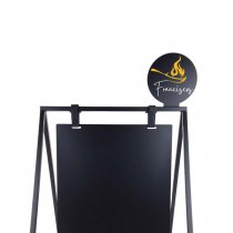 Cirkelformad toppskylt med logo