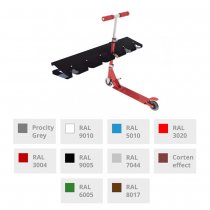 Färgkarta med 10 olika kulörer för sparkcykelställ för kickbikes