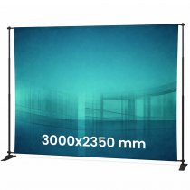 FlexWall Large mässvägg med textiltryck i format 2400 × 2350 mm