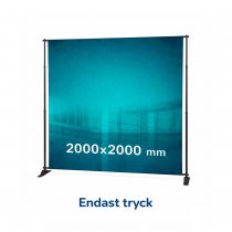 Flex Wall textiltryck 2000 x 2000 mm monterat i justerbart stativ – endast tryck