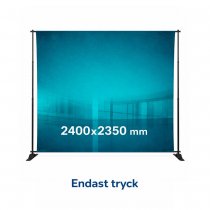Flex Wall textiltryck 2400 x 2350 mm monterat i justerbart stativ – endast tryck