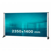 FlexWall Large mässvägg med textiltryck i liggande format 2350 × 1400 mm