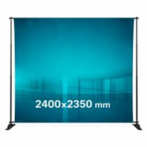 FlexWall Medium mässvägg med textiltryck i format 2400 × 2350 mm