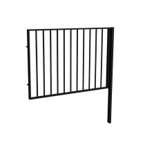 Förlängningssektion Global staket H1200 i svart RAL 9005 – stående sektion i pulverlackerat stål för park och offentlig miljö.