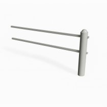 Bassektion Ströget räcke H900 i grå RAL 9022, påbyggnadsbart staket i stål för stadsmiljö.