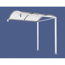 Vit Voute M förlängningsmodul RAL 9010 med rundad takkonstruktion i polykarbonat och galvaniserade fotplattor.