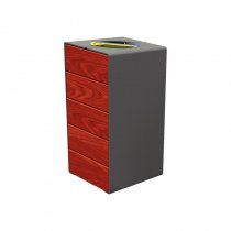 Mahognybetsat sopsorteringskärl KUBE i mörkgrått stål