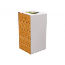 Sopsorteringskärl utomhus i trä och stål KUBE i ljusgrå RAL 7044