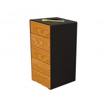 Sopsorteringskärl utomhus i trä och stål KUBE i svart RAL 9005