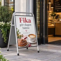Gatuställ Easy sign med 50x70 affisch för café