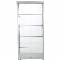 Glasmonter Showcase Tower Duo Silver med LED-belysning och fyra glashyllor