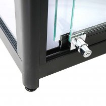 Låsbar glasdörr med cylinderlås på glasmonter Showcase Tower Duo Svart