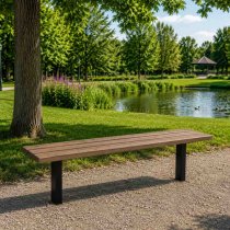 Illustration av Parkbänk Ekeby med svart stomme i parkmiljö