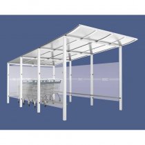 Kundvagnsgarage Modulo i RAL 9010 vit för parkeringsmiljö