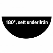 Illustration av 180 graders synfält sett underifrån på en halvrund kupolspegel