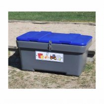 Skylt & lås på sandbehållare