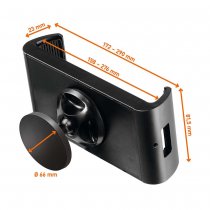 Mått på magnetisk hållare surfplatta XL, grepp 158–276 mm och magnetfot 66 mm