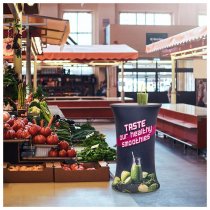 Mässdisk i oval design för kunder och besökare