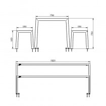 Teknisk måttritning för Silaos picknickbord