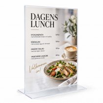 Akryl menyhållare med dagens luncherbjudande