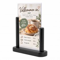 Menyhållare i svartlackat trä och akryl för bord