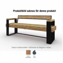 Platsbild för Momentum parksoffa med armstöd – linoljebehandlad furu och mörkgrå stålram RAL 7024.
