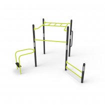 Multi Fitness Gym utegym i svart och limegrönt med träningsstationer för hela kroppen