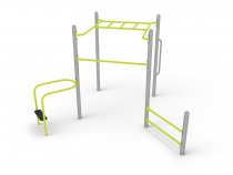 Multi Fitness Gym utegym i limegrönt och grått med integrerade träningsstationer