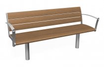 Parkbänk med ryggstöd och armstöd