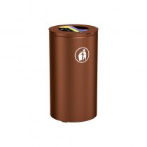 Olbia sopsorteringskärl utomhus i cylinderformat med 2×60 liter, corteneffekt