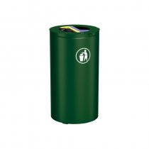 Olbia sopsorteringskärl utomhus i cylinderformat med 2×60 liter, grön kulör