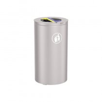 Olbia sopsorteringskärl utomhus i cylinderformat med 2×60 liter, ljusgrå kulör