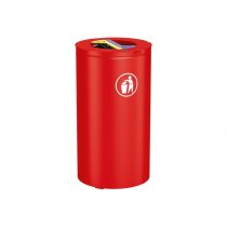 Olbia sopsorteringskärl utomhus i cylinderformat med 2×60 liter, röd kulör