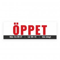 Billig banderoll design ÖPPETTIDER med öljetter 4000x1300 mm