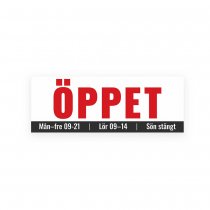 Billig banderoll design ÖPPETTIDER med öljetter 3000x1100 mm