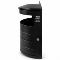 Papperskorg Classic 20L svart från sidan med inkastöppning, skyddande tak och lås