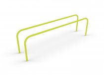 Parallellbars utegym i limegrön kulör för effektiv träning av överkroppen