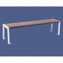 Silaos parkbänk 1800 mm i återvunnen plast, stålstomme RAL 9010 vit