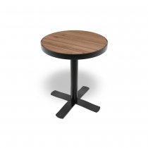 Runt utebord i värmebehandlat trä och svart fot