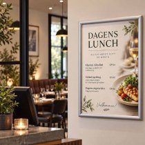 Posterram A3 format med snäppramar i restaurangmiljö